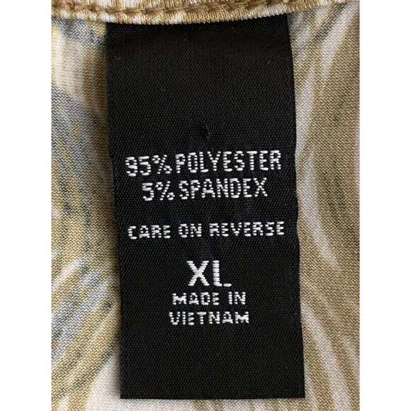 New York & Company Womens Stretch Top Beige & Black Circles Pattern Short Sleeve - Picture 9 of 10